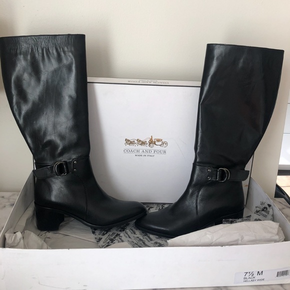 Coach and Four Black Heeled Boots - Picture 2 of 2